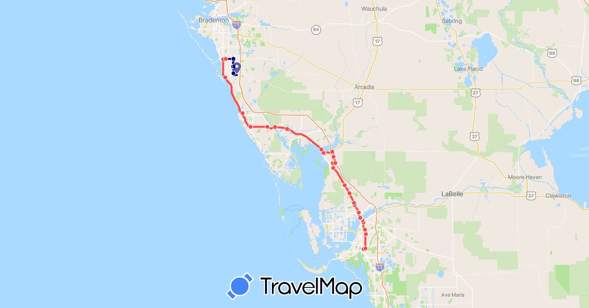TravelMap itinerary: driving, hiking in United States (North America)